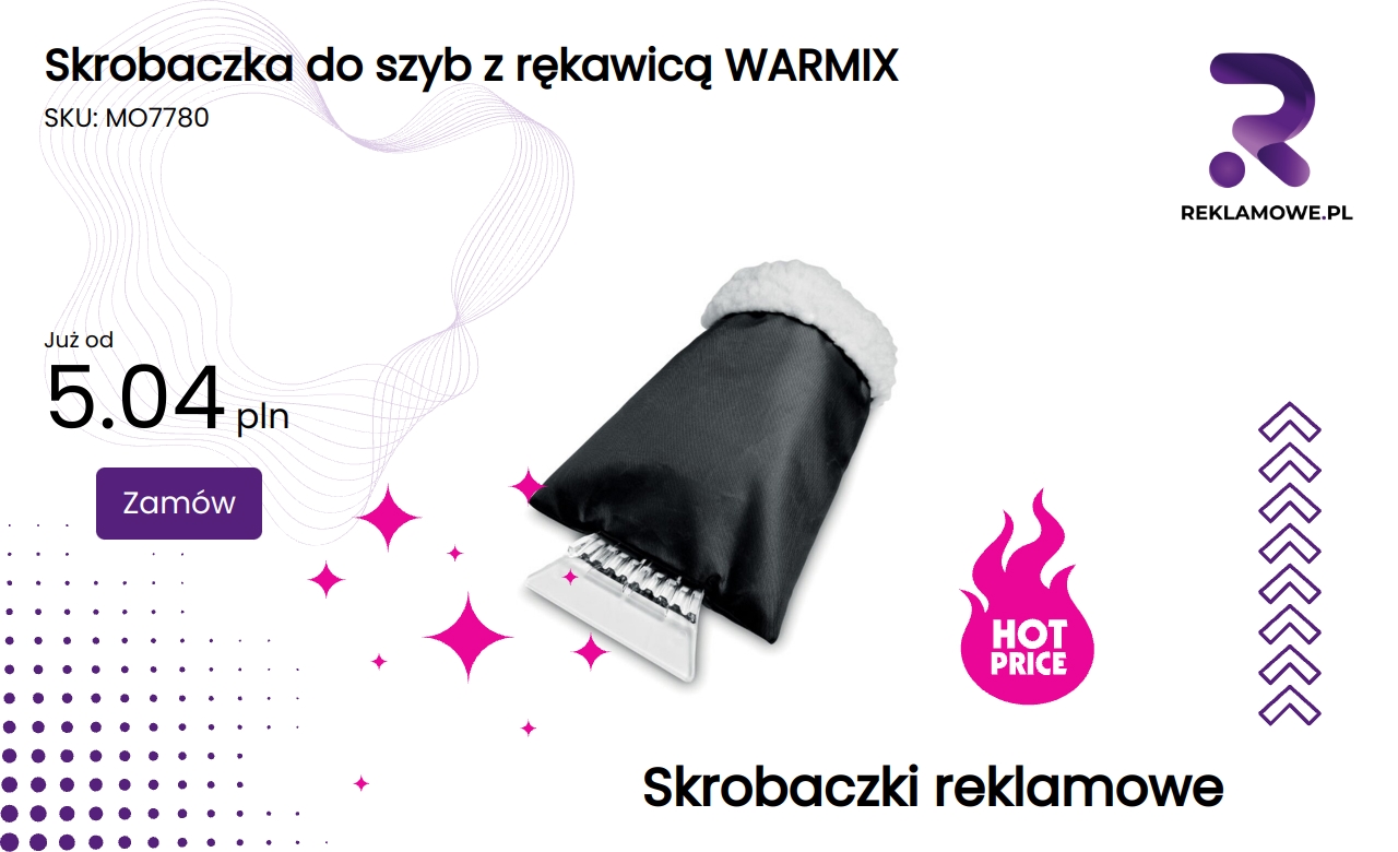 Skrobaczka do szyb z rękawicą WARMIX